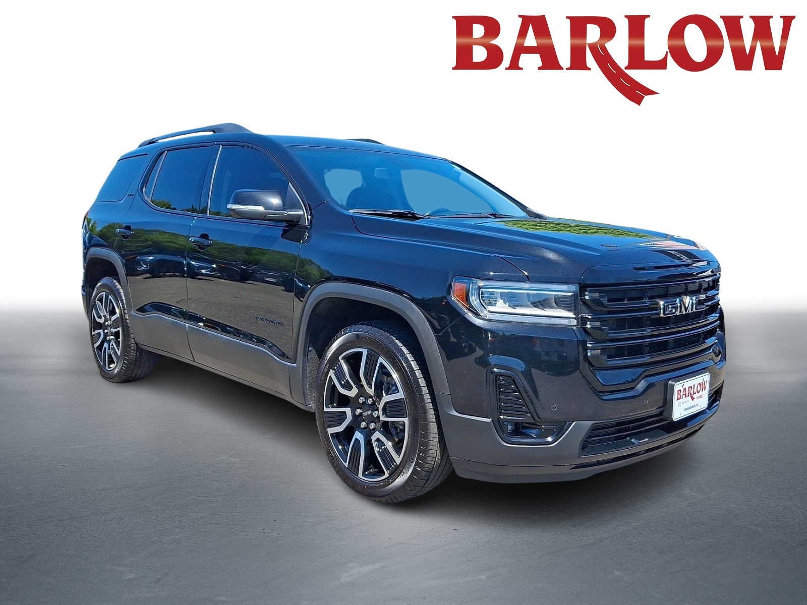 2021 GMC Acadia SLT in Ebony Twilight Metallic — front three-quarter view