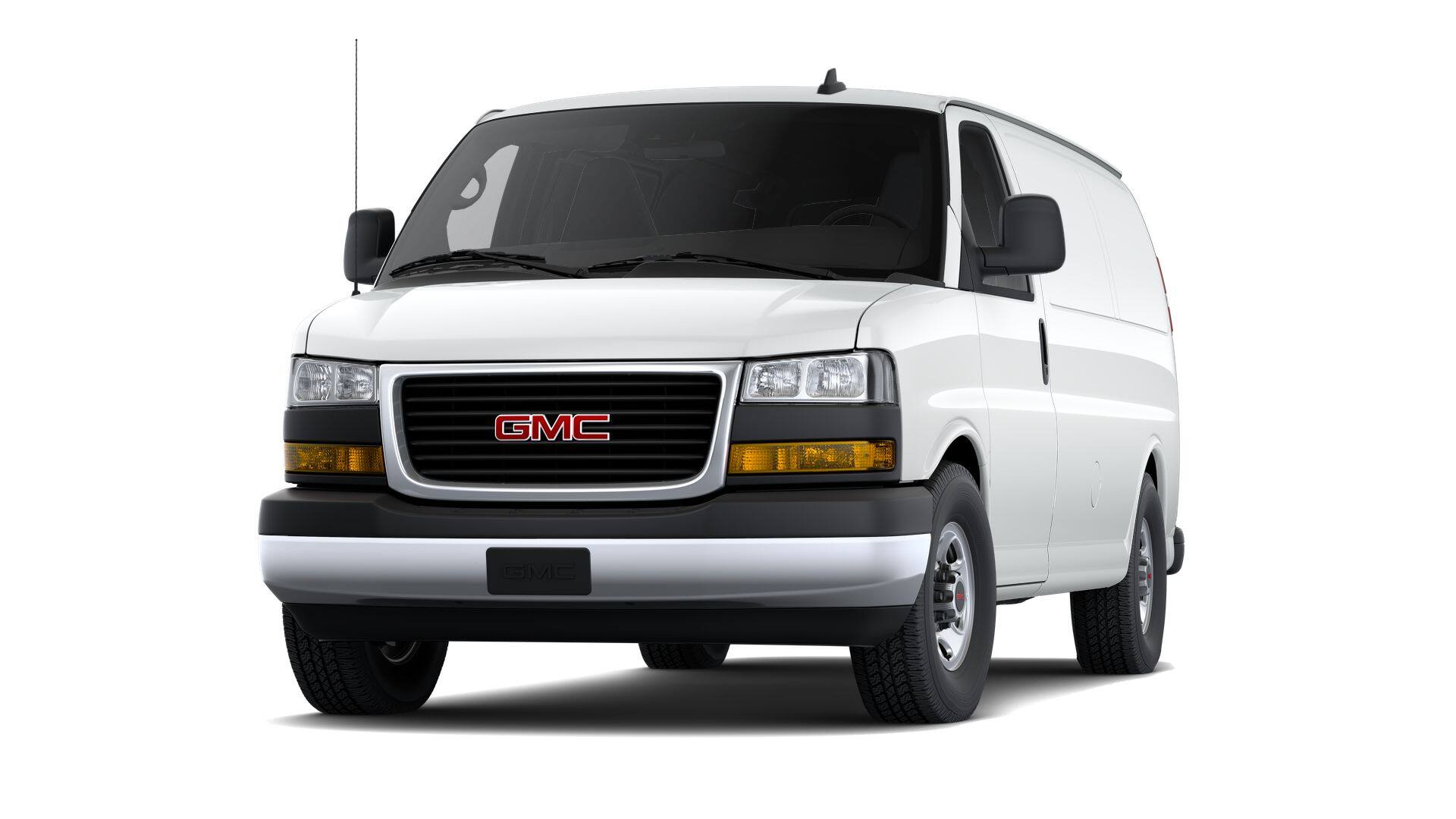 2026 GMC Savana Cargo Work Van in Summit White — front three-quarter view